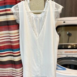 Elegant White Lace Trim Women's Top